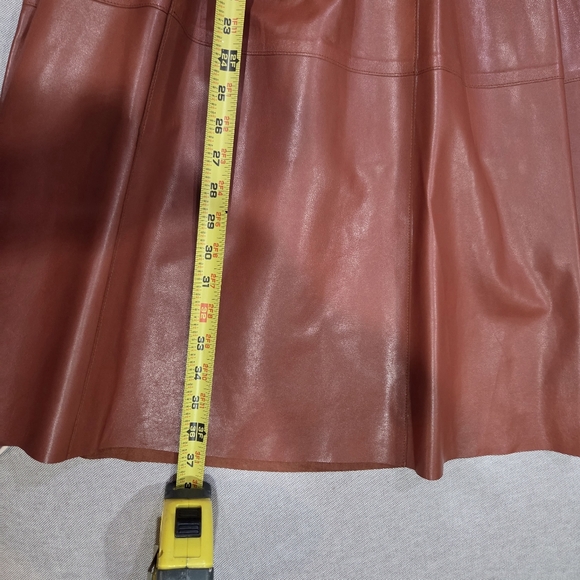 AERON NWT Genuine Leather Trapeze Long Sleeve VNeck Luxurious Dress 38 US 6 - Picture 10 of 15